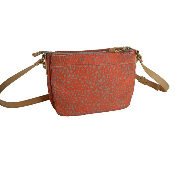 Anthorpologie Pilcro & The Letterpress Orange Beige Gray Crossbody Bag Buckle St - Picture 8 of 11
